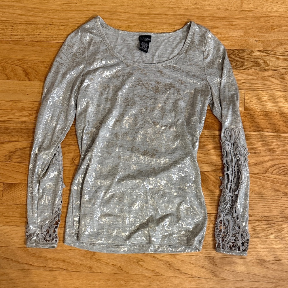 Silver Long Sleeve Top